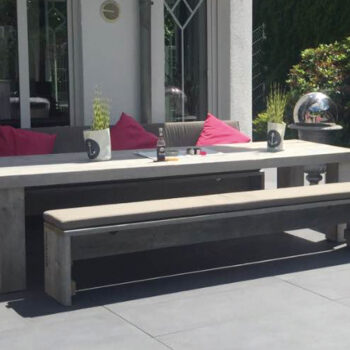 Modern patio furniture with accessories in pink